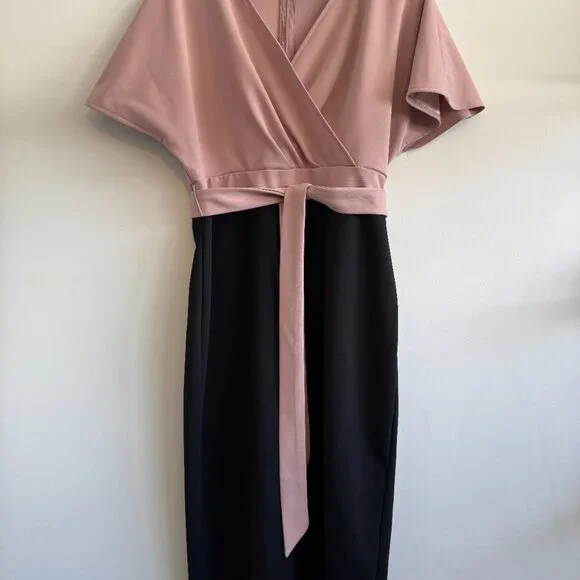 Pretty! Grace Karin Faux-Wrap Dress — Soft Pink (Size L) - Picture 2 of 6